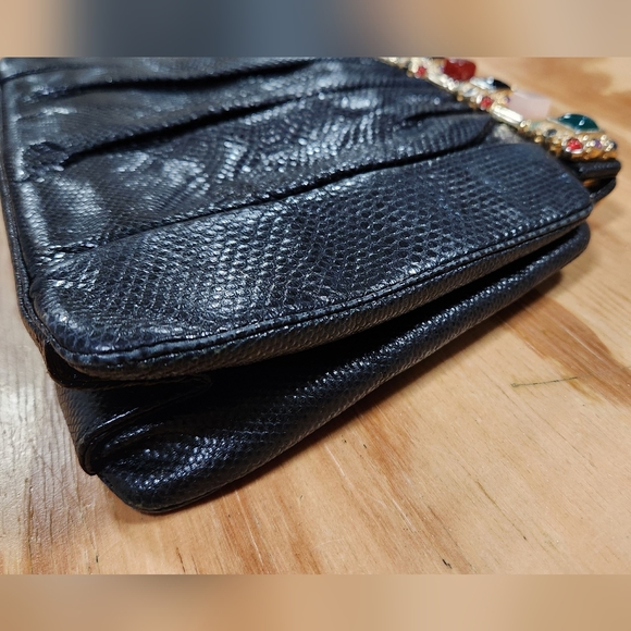 Vintage Judith Lieber Gem Stone Embellished Snakeskin Crossbody Clutch - Picture 14 of 16